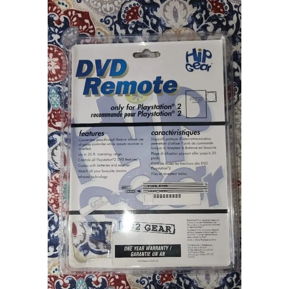 HIP GEAR DVD REMOTE FOR SONY PLAYSTATION 2 NEW IN PACKAGE